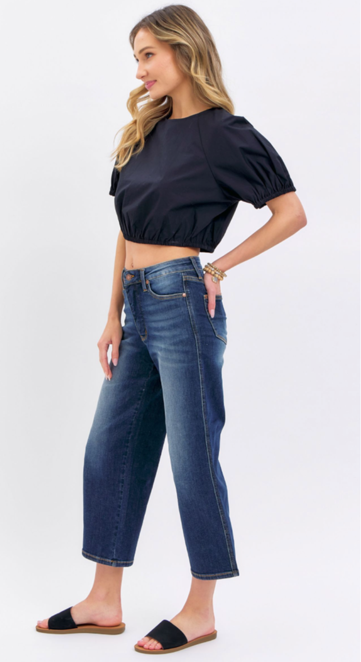 Judy Blue Darkwash Cropped Wide Leg Denim