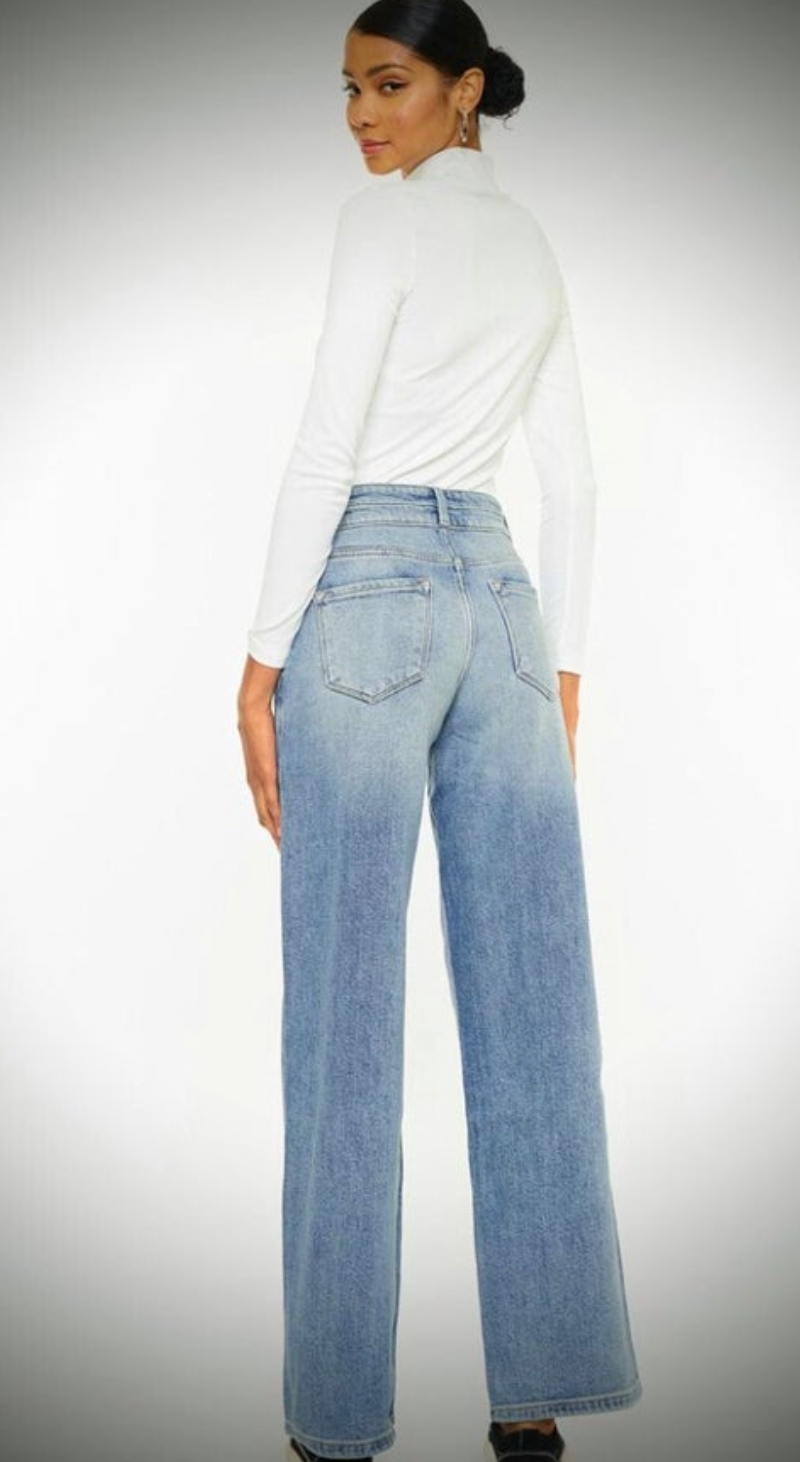 KanCan Wide Leg Side Buckle Detail