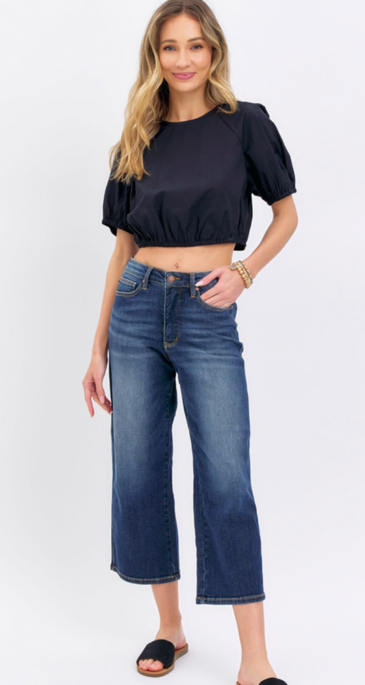 Judy Blue Darkwash Cropped Wide Leg Denim