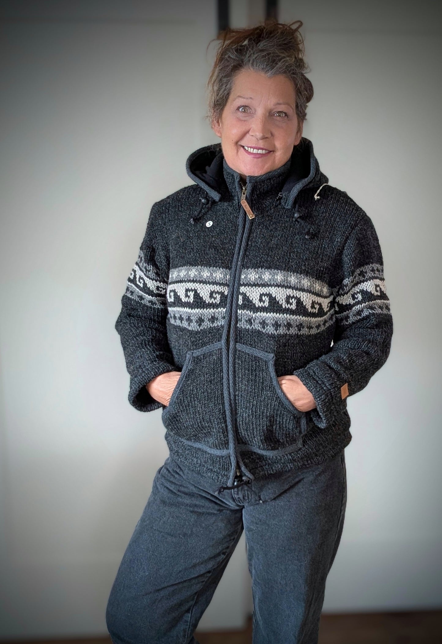 Unisex Wave Wool Zip Front Hooded Jacket