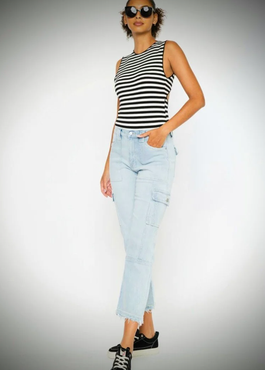 KanCan Cargo Straight Leg Lightwash