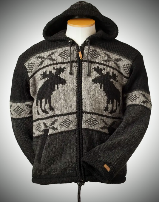 Ark Moose Wool Cardigan Unisex - Charcoal