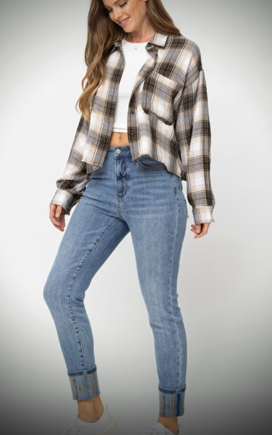 Judy Blue Southwest Cuff Skinny